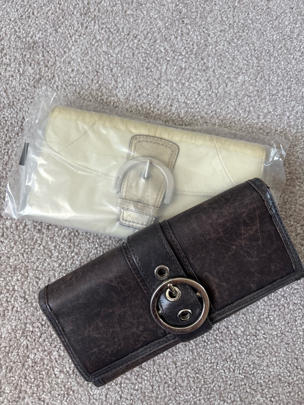 Coach wallet bundle Brown & Cream Leather Buckle Wallets